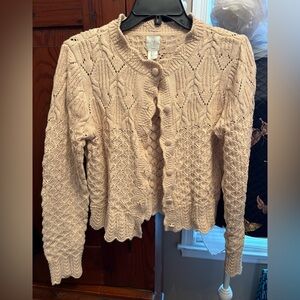Crochet Beige Cotton Cardigan